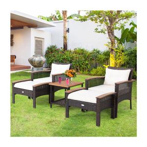 China 350 lbs. Ottoman Weight Capacity 5 Piece Outdoor Lounge Set with Vintage Wood Top factory