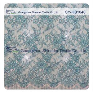 China Colored Eyelash Embroidered Lace Trim , Bridal Gown Floral Lace Fabric factory