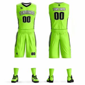 China OEM Competition Clothing , High School Basketball Jerseys Bulk Plain Green Color factory