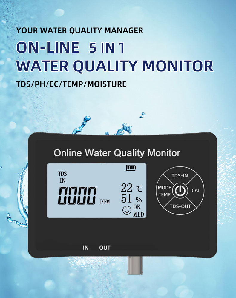 TDS/EC Range 0-9999 ppm/us/cm Multi-parameter Water Tester for Aquarium Monitoring