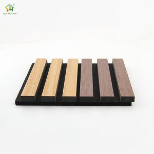 China 1220x2440mm Acoustic Wood Slat Wall Panel Black MDF Polyester Fiber factory
