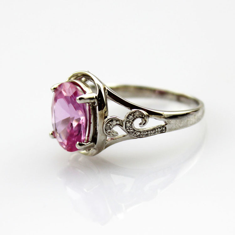 Created Oval Ruby CZ Diamonds Sterling Silver Women Ring (R122)