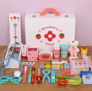 China Wooden Doctor Toy Suit Girls And Boys Simulated Home Stethoscope Needle Barrel Injection on sale