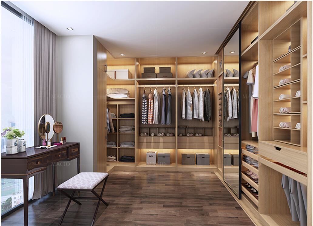 Single Sided Aluminum Profile Walk In Closet With Glass Doors Storage Systems