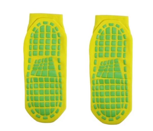 Yellow Kids Non Slip Grip Socks Trampoline Children's Slide Gripper Socks For