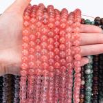 Rose Cherry Quartz Loose Bead Strands Semi Precious Stone Watermelon Red Quartz