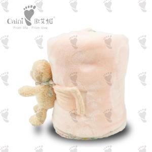 China Baby Purple Newborn Comforter Toy Flannel Bear Plush Blanket 72 X 83cm factory
