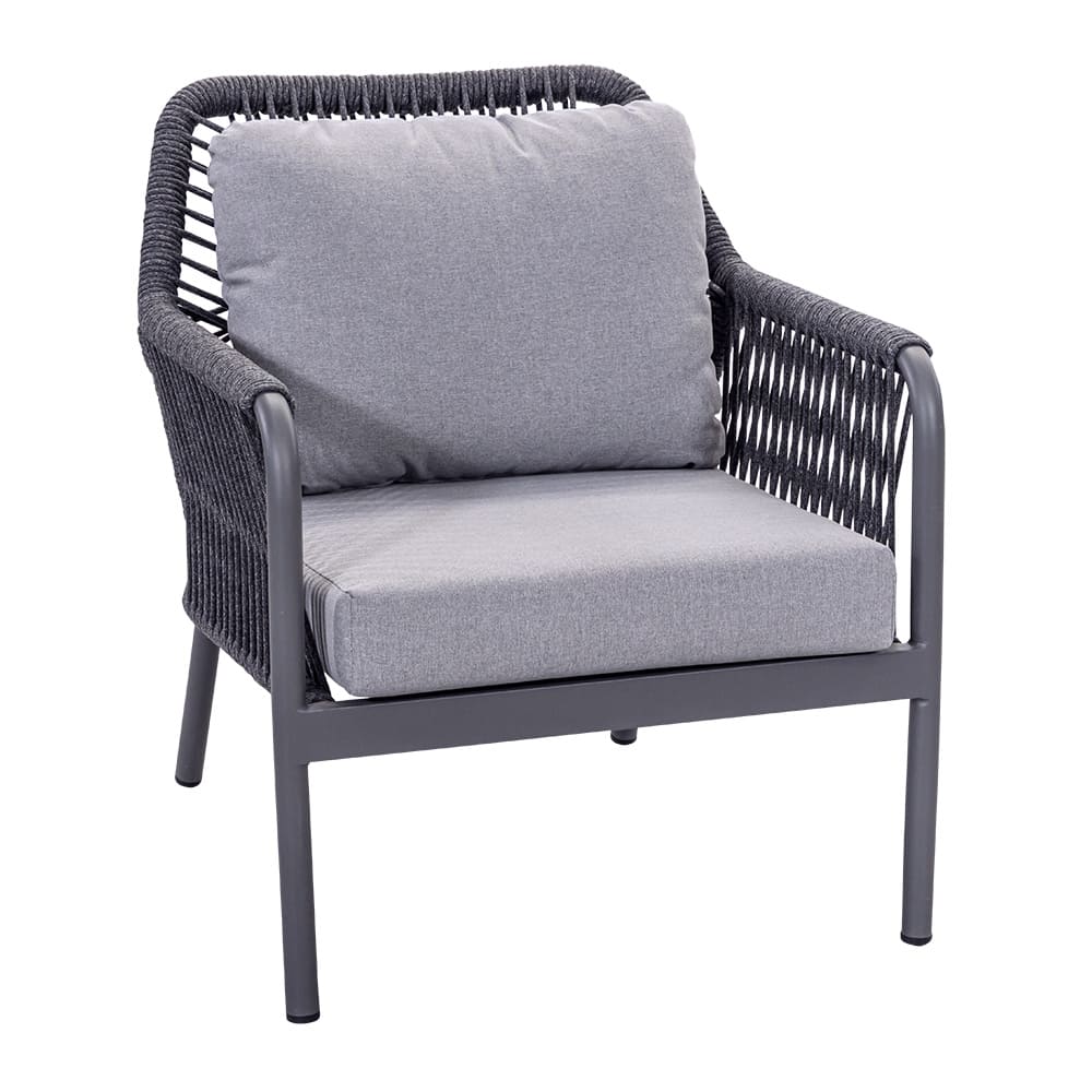 Aluminum Frame AJUNION Rope Weave Garden Furniture Lounge Sofa Set with HPL Tabletop