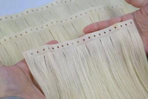 China Seemless human hair invisible skin weft with hole butterfly weft with Russian hair factory