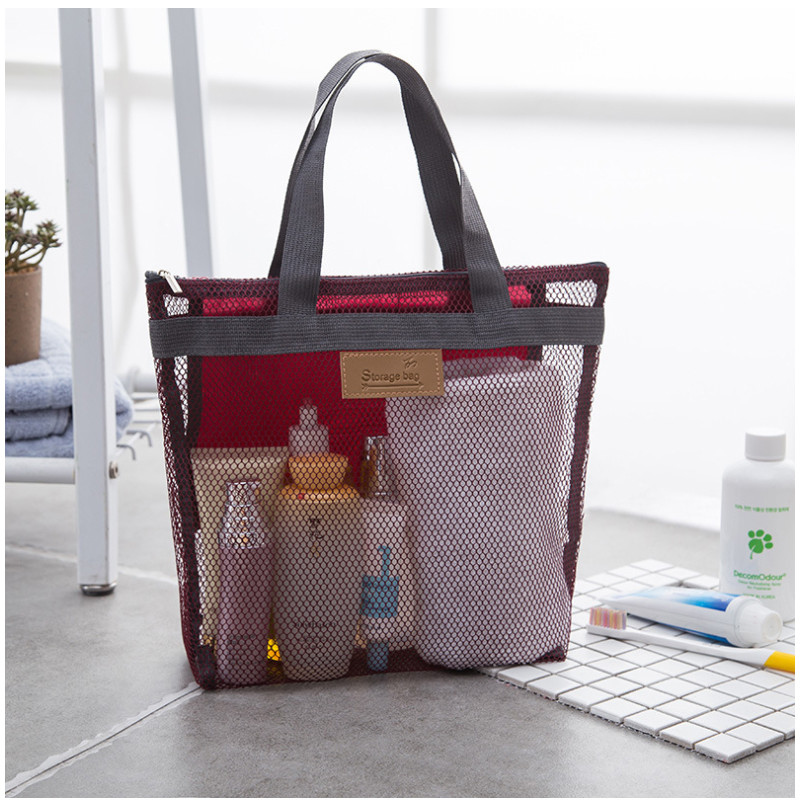 Large Capacity Zipper Close Ladies Mesh Travel Wash Bag