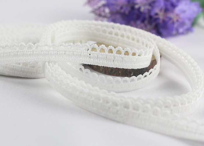 Delicate Milk Silk Water Soluble Lace Trim / Scalloped Lace Ribbon Eco Friendly