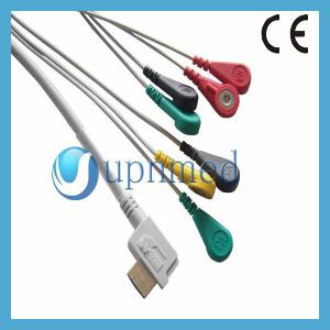 China Holter OEM One piece 7-lead ECG Cable with leadwires factory