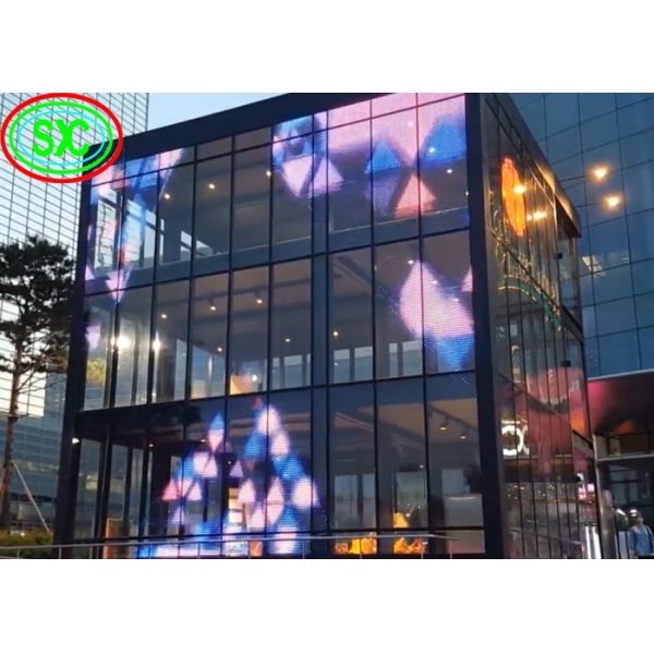China Epistar chip P12.5mm wall transparent display screen with 5 years warranty factory