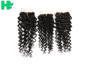 China 100% Density Brazillian Human Hair Lace Clsure Deep Wave SGS factory