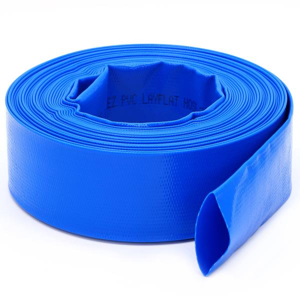 DAVCO 2"× 50 ft Pool Backwash Hose, Heavy Duty Reinforced Blue PVC Lay Flat