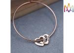 10.5g Heart Charm Womens Engraved Bracelets Bangles