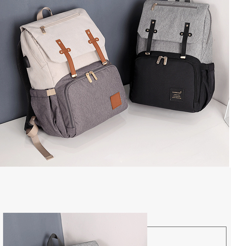ISO9001 Fashion Mummy Maternity Nappy Diaper Bag Backpack With USB