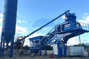 China Belt Type YHZS35 Mobile Concrete Mixing Plant Twin Shaft JS750 Mixer factory