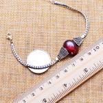 Women Sterling Silver Garnet Charm Chain Bracelet Vintage Jewelry(XH017992W)