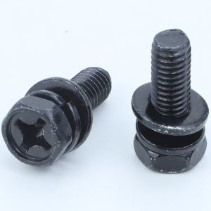 China Carbon Steel Black Zinc Plated Hex Head Bolt with Indentation Cross Socket Spring Washer and Flat Washer Assemblies factory