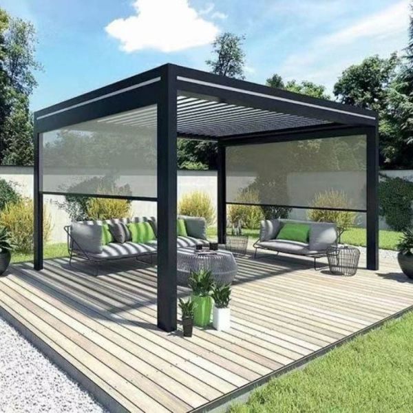 China Aluminum Retractable Pergola Villa Garden Landscape Leisure Shade Pergola factory