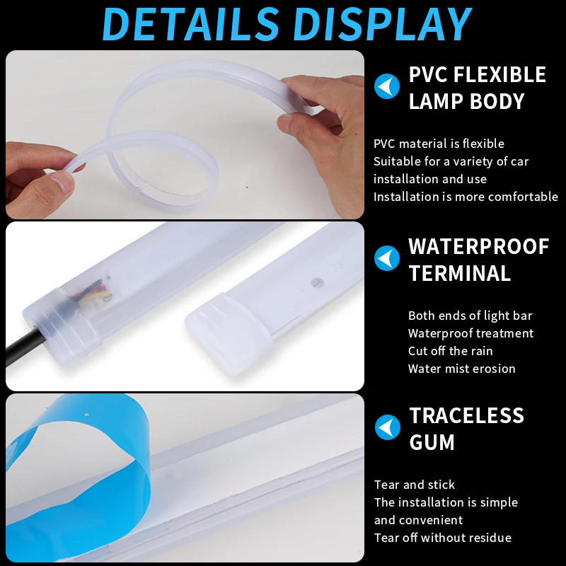 30cm 45cm 60cm Car Daytime Running Light LED DRL Strip IP65
