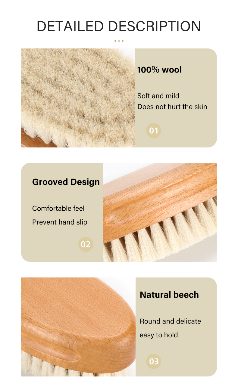 Customized Color 360 Curved Soft Goat Bristle Men Beard Cleaning Brush Laser Customized