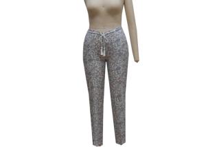 China Cashew Print Ladies Casual Pants Plus Size Tall Trousers With Pompom Waist String factory