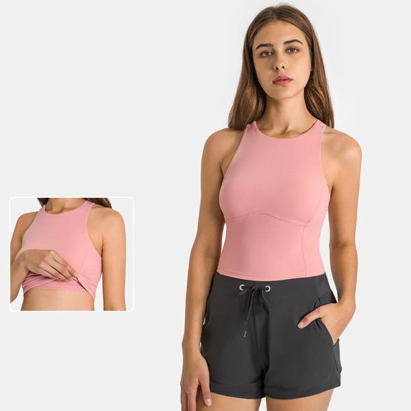 Hot Sale Criss Back Padded Strappy Sports Bras Women Tank Top Active Stretch