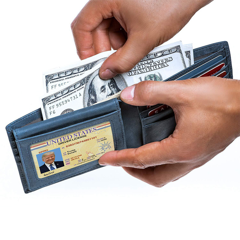 Customized Genuine Leather Wallet for Men Handmade Minimalist Anti-theft Vintage Style