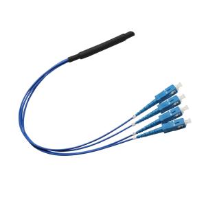 China G657A1 5m Armored Fiber Optic Patch Cord , 4 Core SC UPC MTP Breakout Cord factory
