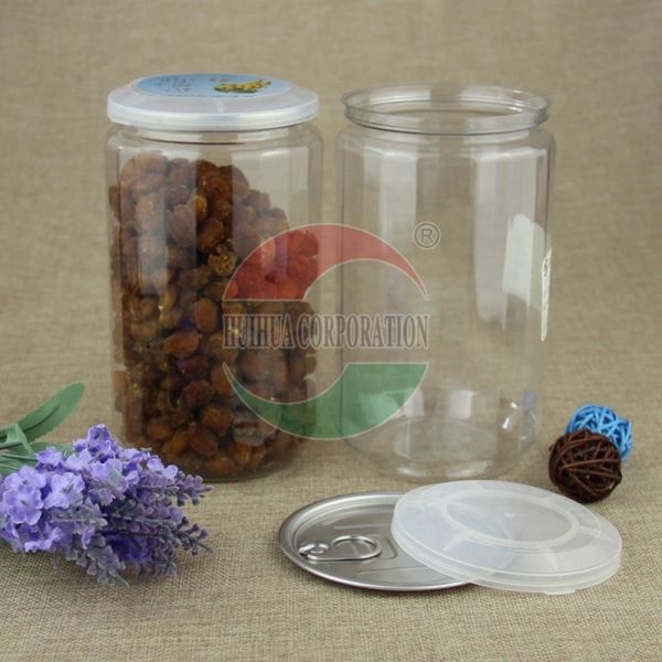 Sealable Jar Wide Mouth With Aluminum Lid And PE Lids Nuts And Cookies Storage Containers Candy And Snack Jar Transparent Food Grade Jam Jar Plastic