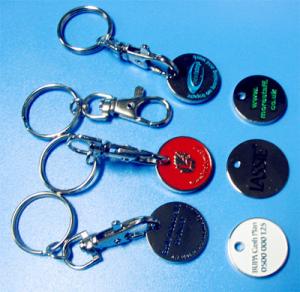 China caddy coin key chain, trolley coin keychains, coin holers factory