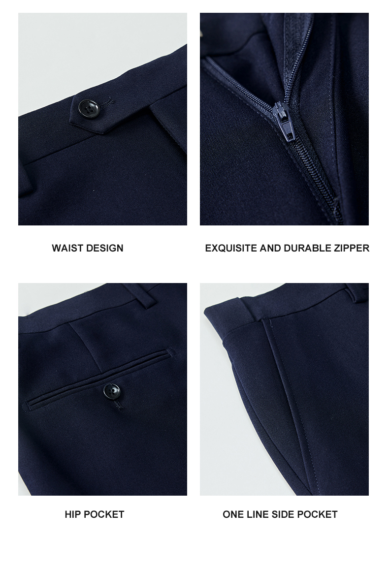 Weaving method woven Woolen Cloth Fabric end Men's Navy Blue Suit for Groom's Wedding