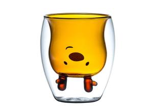 China Household Double Layer Deer Personalized Glass Cup 240ml Capacity Customized Logo factory