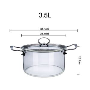 2.3L 3.5L Transparent Borosilicate Glass Soup Pot