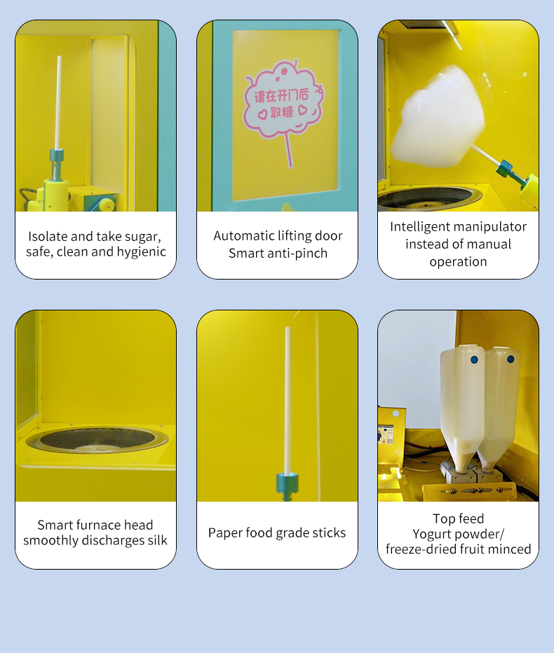 High Capacity Smart Candy Floss Machine Coin Bill Payment 1750mm High