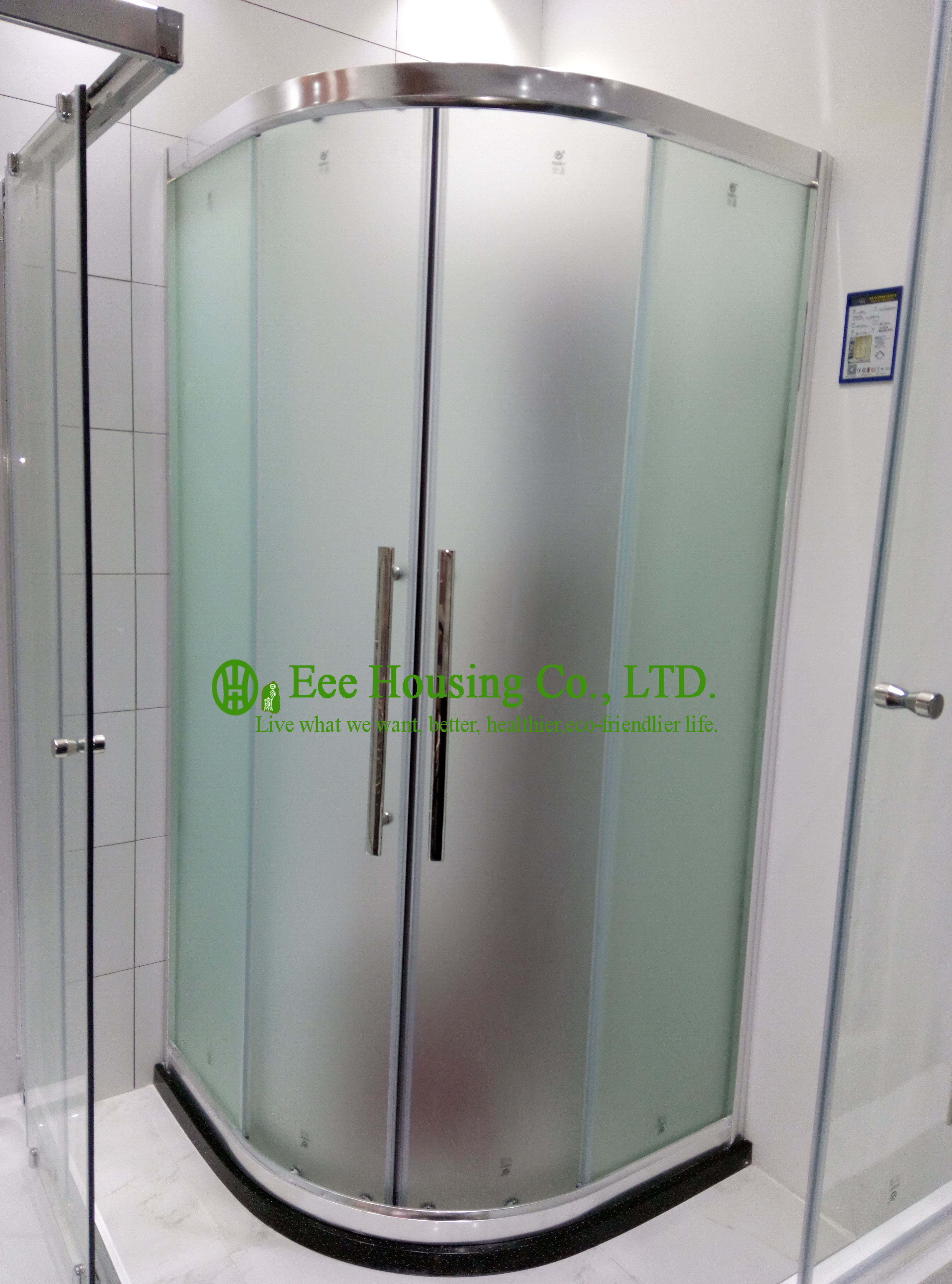 Fan-shape Arc Hinge Compact Shower Cabin Door,anti-dropping design roller Aluminum frame fan-shape slding shower door