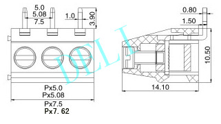 Plastic Enclosures PCB Connector DL128R--XX-5.0/5.08/7.5/7.62 With Terminal Block Pitch Screw Type