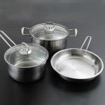 Kitchen Household Stainless Steel 3 Piece Pot And Pan Set Suit Ollas Cookware