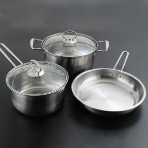 China Kitchen Household Stainless Steel 3 Piece Pot And Pan Set Suit Ollas Cookware Set Cooking Pot Set factory