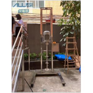 SUS304 Movable Pneumatic Lifting Homogenizer Mixer Viscosity Liquids Solid