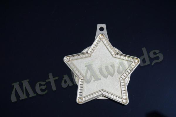 Blank Silver Star Medal , Laser Engraved Medals With Insert Recessed Silver