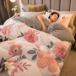 Thickened Lamb Fleece Quilt Soft Chemical Fiber Quilt Bedding Set with