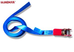 China Lightweight Ratchet Tie Down Straps EN12195-2 Standard With Blue Label factory