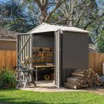 Powder Coated AJUNION Metal Garden Shed Double Lockable Door 50"D x 78.3"W x 74