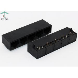 Black R / A 1 X 5 Ports RJ45 Female Connector 10P4C Ethernet Port For DSL / ADSL