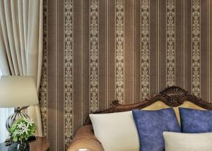 China Brown European Style Wallpaper PVC Embossed Floral Home Decorative Wallcovering factory