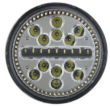 China Union Jack style 7 Inch Round Led Headlight For Wrangler JK headlamp driving headlights Halo White DRL(6W) & Yellow Turn factory