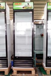 China 400L Display Volume Upright Glass Door Freezer Air Cooling With LED Advertising Panel factory